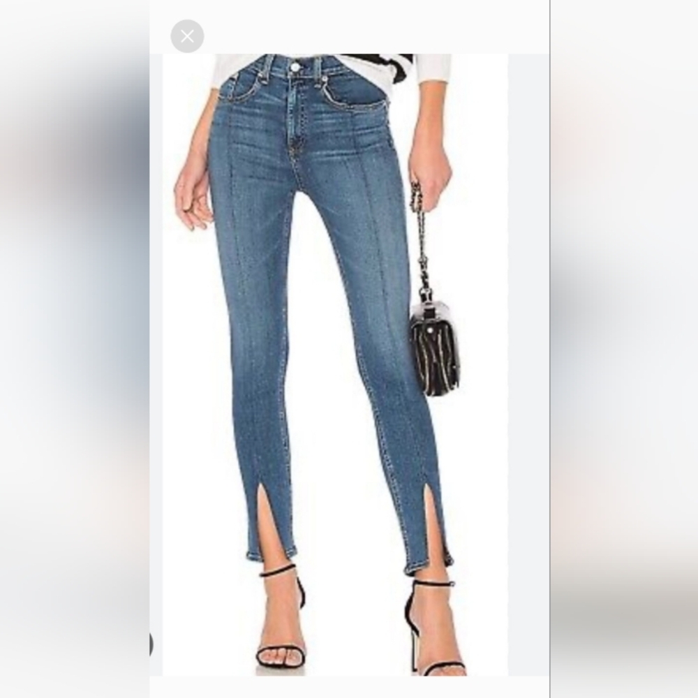 rag & bone Women's Blue Skinny Jeans with Slits